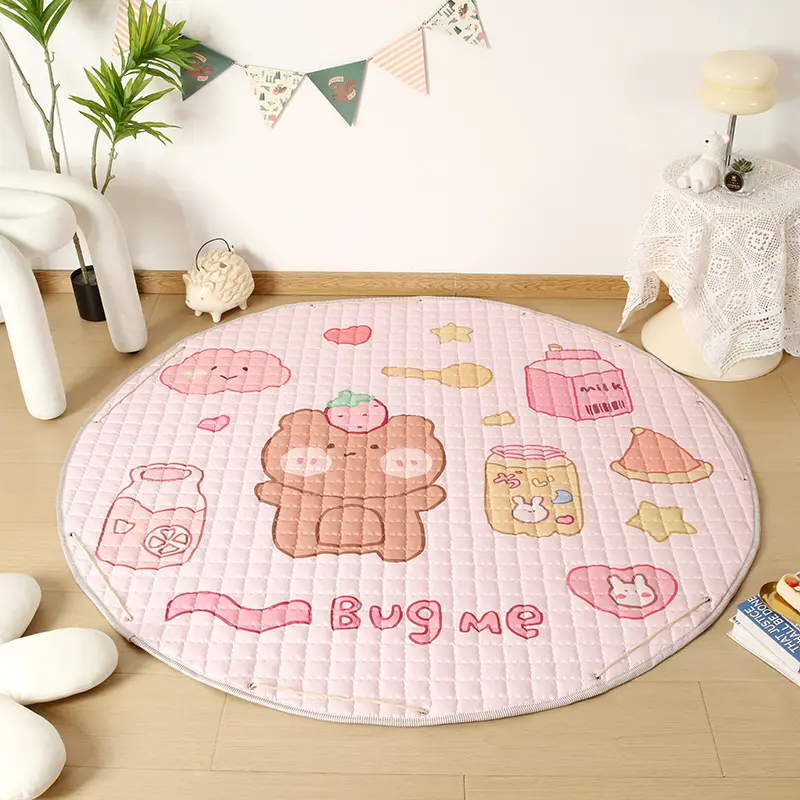 Kids Storage Mat 150*150cm Round Carpet Circle Panda Kids Play Mat Crawling Bag Picnic Rug Children Boys Girls Cartoon Mat