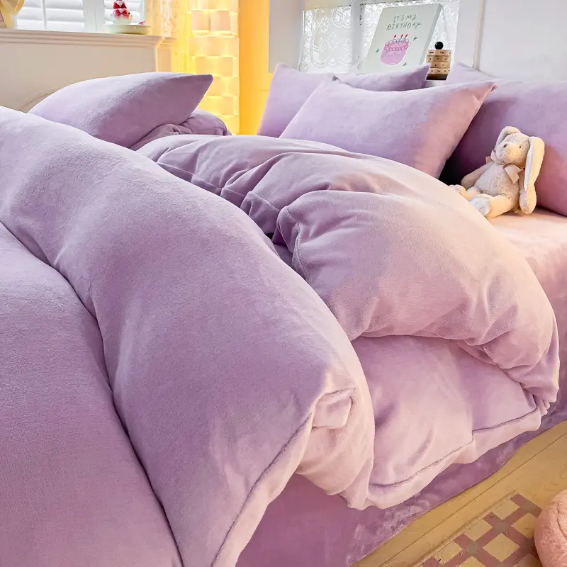 Flannel Duvet Cover Or Beding Set Warm Solid Flat Sheet Thicken Brief Winter Soft Velvet Home Bed Linens 180*220 Drop Shipping