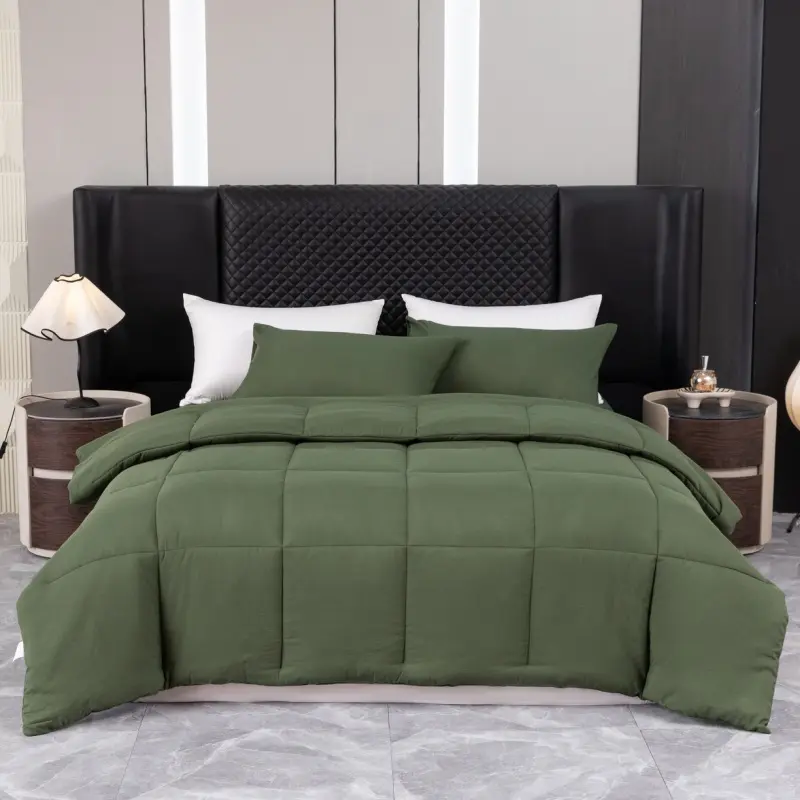 2/3pc Comforter Set,Solid Quilt+Pillowcase,Soft Microfiber Thick Blanket,US Twin Queen King Home Hotel Bedding Drop Shipping