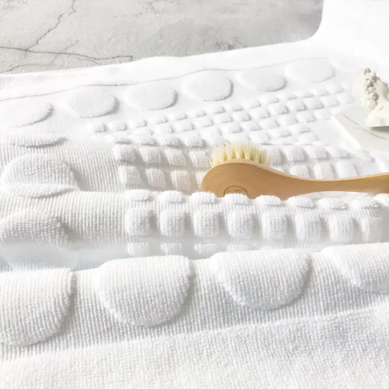 White Floor Towel Jacquard Little Foot Home Hotel Blue Bathroom Mat Cotton Non-slip Water Absorption Bathtub Mats