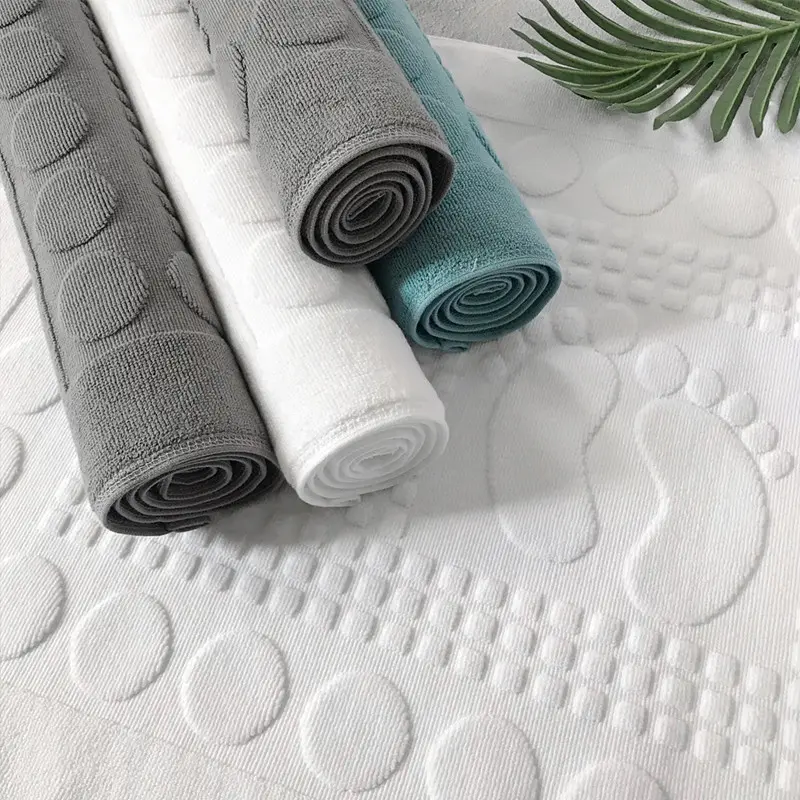 White Floor Towel Jacquard Little Foot Home Hotel Blue Bathroom Mat Cotton Non-slip Water Absorption Bathtub Mats