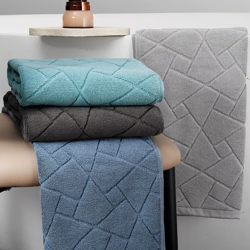 New Floor Towel Mat Jacquard Geometric Modern Home Hotel Bathroom Mat 100%Cotton Non-slip Water Absorption Bathtub Mats 50*80cm
