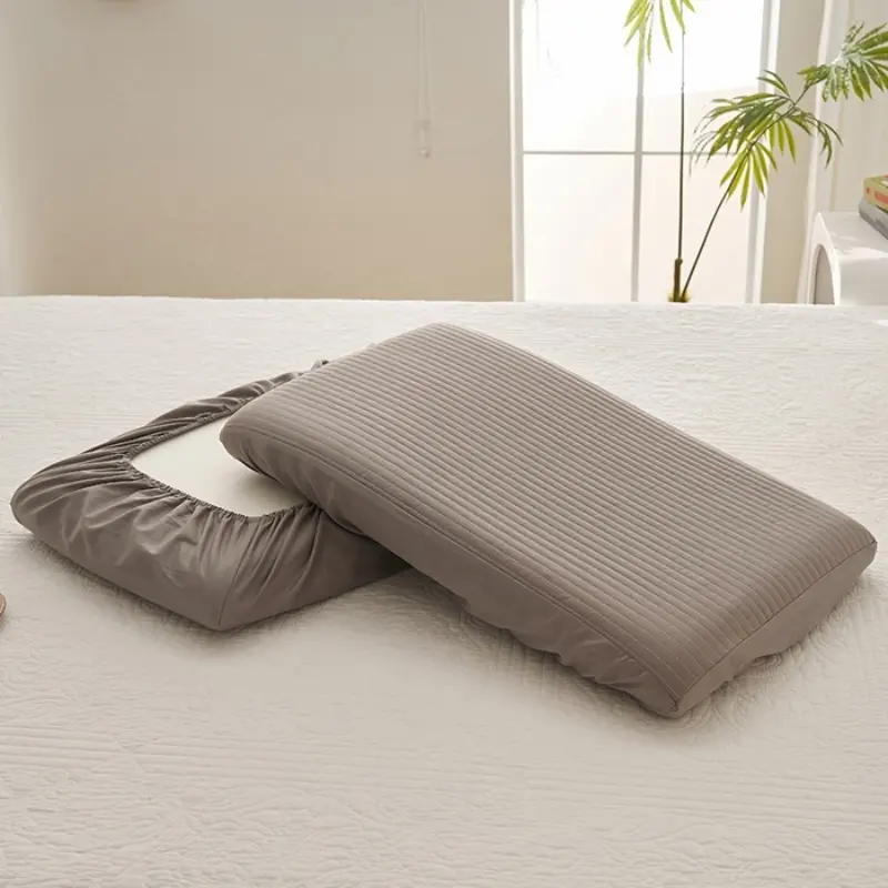 1/2pcs Pure Cotton Universal Pillowcase with Elastic Band Solid White Quilted Stripe Pillowslip For 40*60/48*74cm Pillow Covers