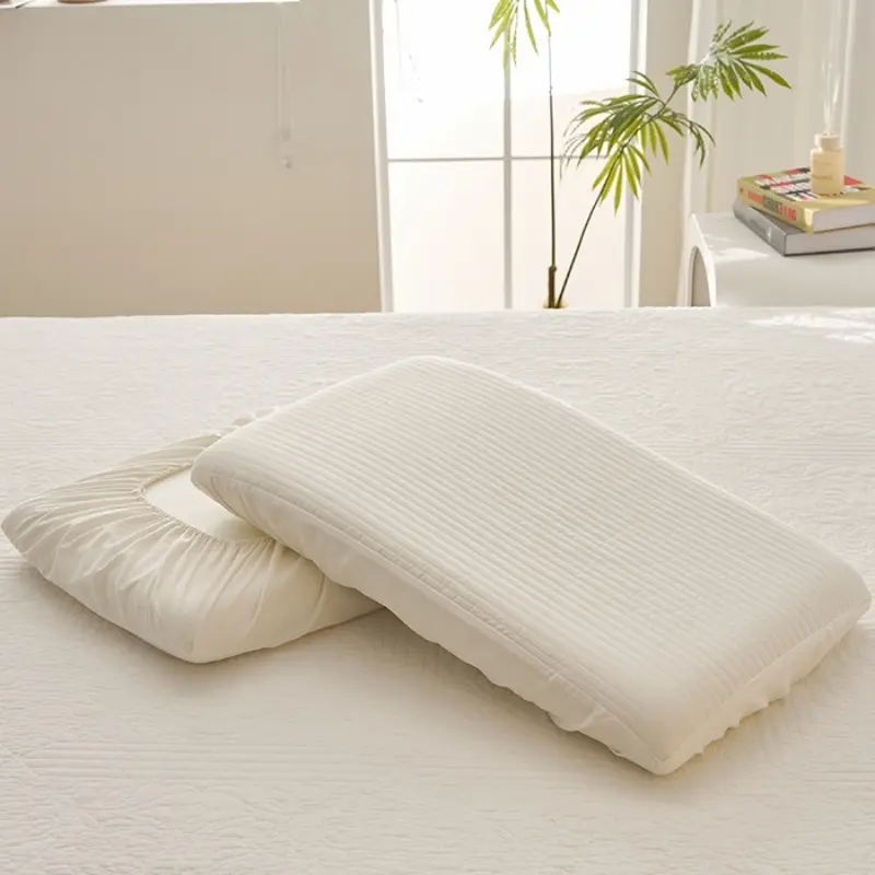 1/2pcs Pure Cotton Universal Pillowcase with Elastic Band Solid White Quilted Stripe Pillowslip For 40*60/48*74cm Pillow Covers