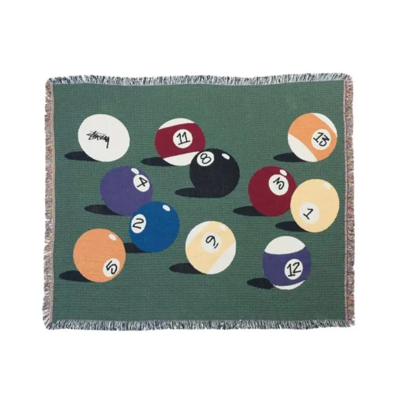 Tassel Throw Blanket for Home Sofa Billiards Theme Outdoor Activities Bed Plaid Blankets Camping Bedspread Cover American Style