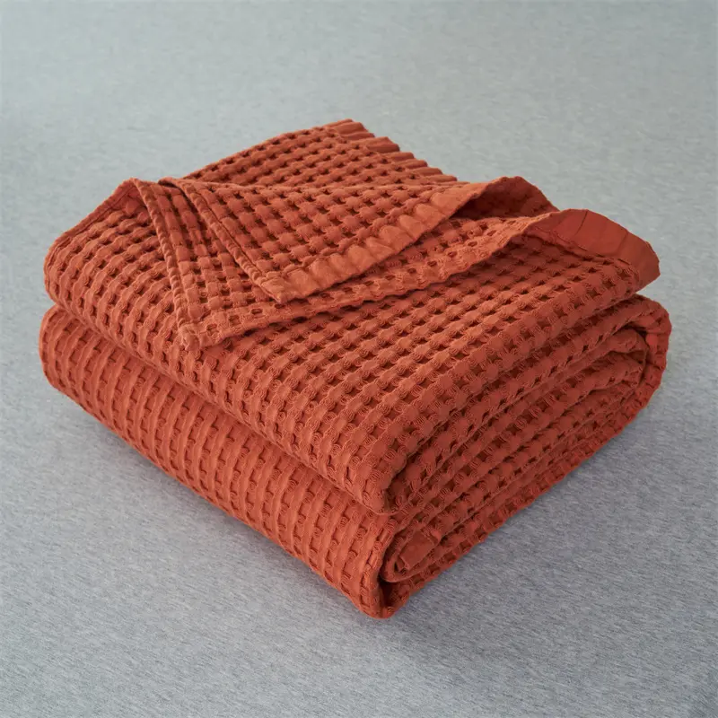 Egypt Cotton Waffle Throw Blanket Blue Solid Jacquard Towel Thread For Sofa Plane Baby Adult Breathable 150*200cm Drop Shipping