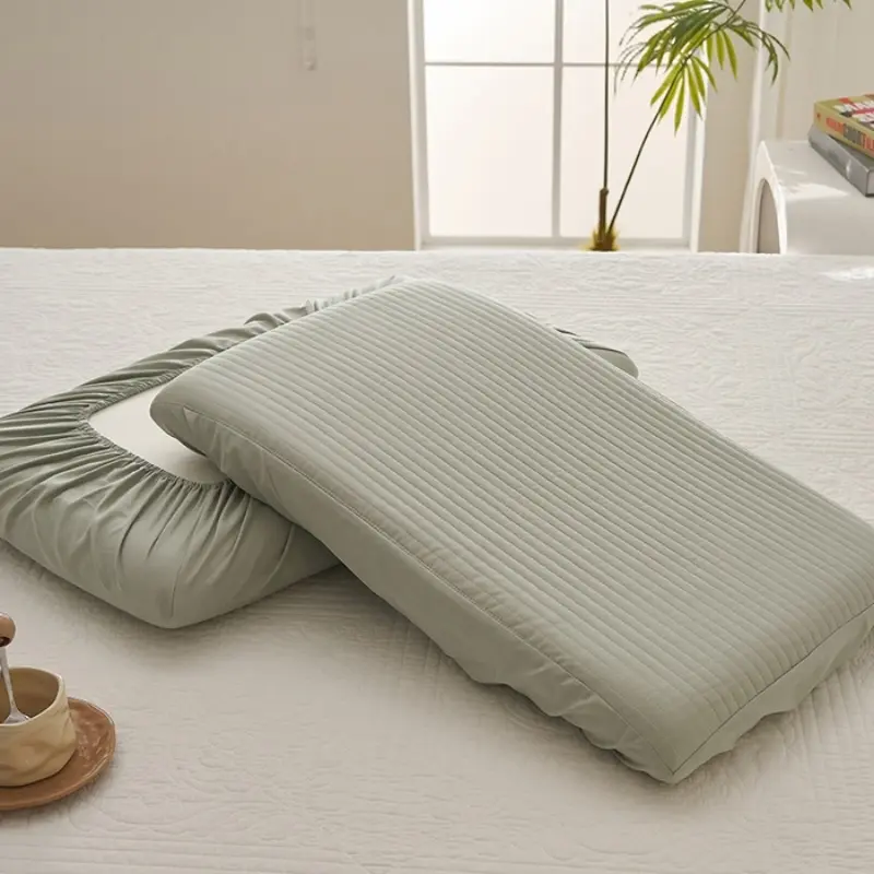 1/2pcs Pure Cotton Universal Pillowcase with Elastic Band Solid White Quilted Stripe Pillowslip For 40*60/48*74cm Pillow Covers