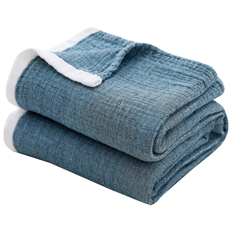100%Cotton Gauze Muslin Blanket Plain Bedspread Summer Quilt For Baby Adult Home Office Outdoor Double 230*260 Drop Shipping