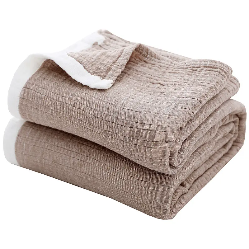 100%Cotton Gauze Muslin Blanket Plain Bedspread Summer Quilt For Baby Adult Home Office Outdoor Double 230*260 Drop Shipping