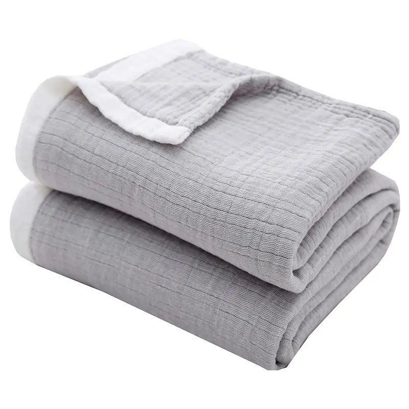 100%Cotton Gauze Muslin Blanket Plain Bedspread Summer Quilt For Baby Adult Home Office Outdoor Double 230*260 Drop Shipping