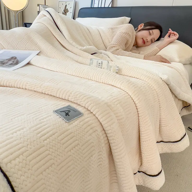 Multifunctional Knitted Velvet Blanket,Thick Warm Soft Fleece Bedspread,Blue Bed Cover For Autumn Winter 150*200cm Drop Shipping
