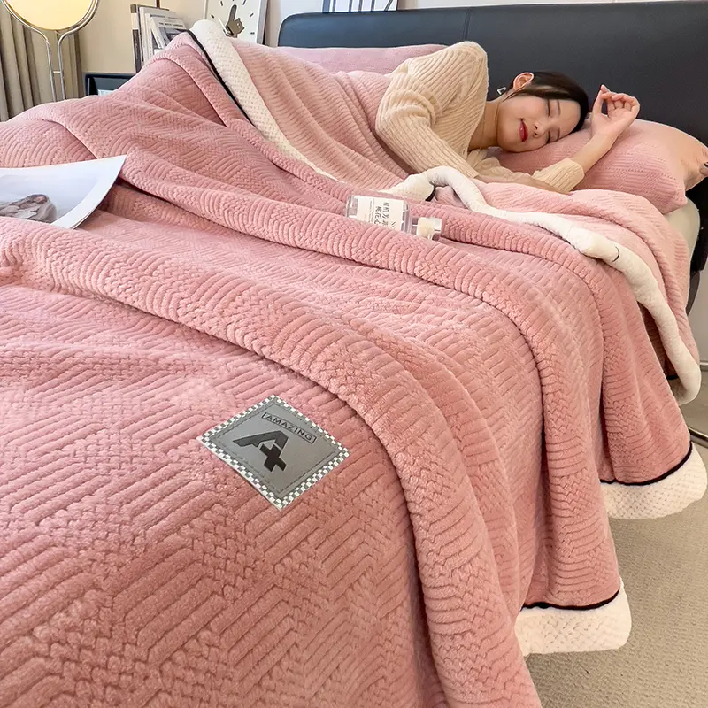 Multifunctional Knitted Velvet Blanket,Thick Warm Soft Fleece Bedspread,Blue Bed Cover For Autumn Winter 150*200cm Drop Shipping