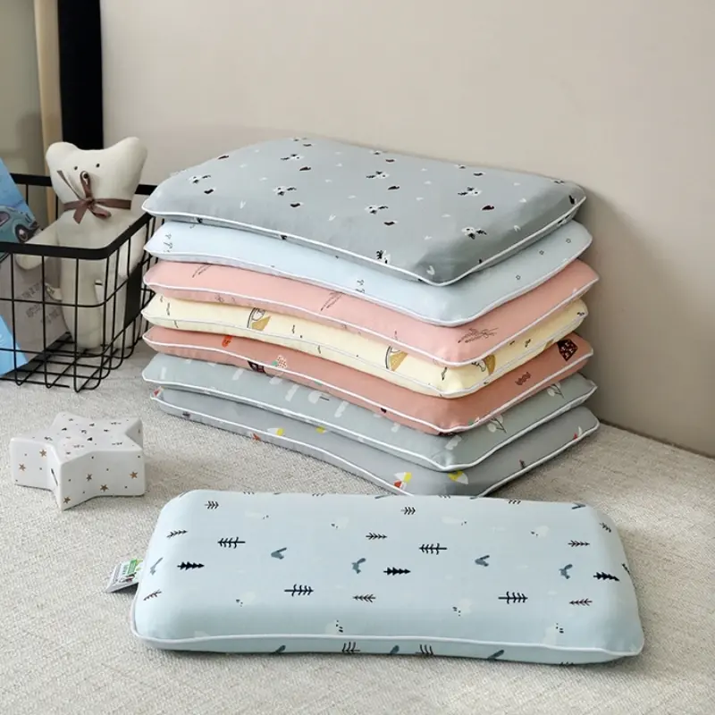 Natural Latex Pillow For Kids Neck Support 44*27cm Pillow Inner With Pillowcase Cartoon Drop Shipping Boy Girl Latex Pillows