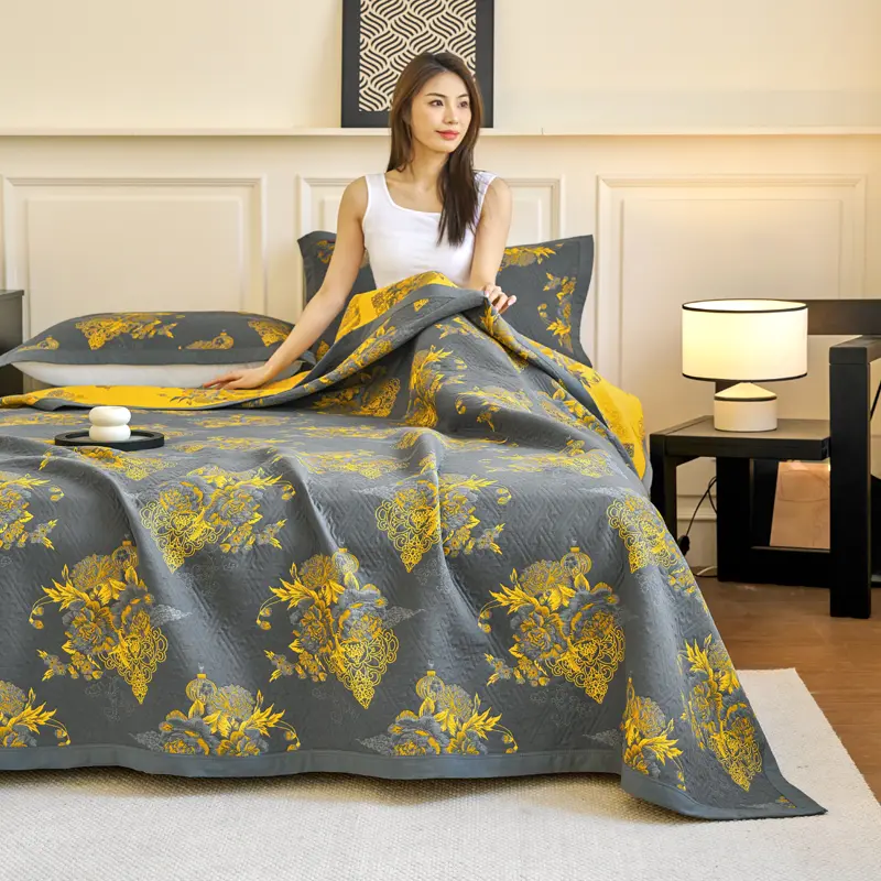 1pc Pure Cotton Gauze Towel Blanket Jacquard Flower Air-condition Comforter Summer Quilt Blanket Bed Cover Home Decor 150*200cm