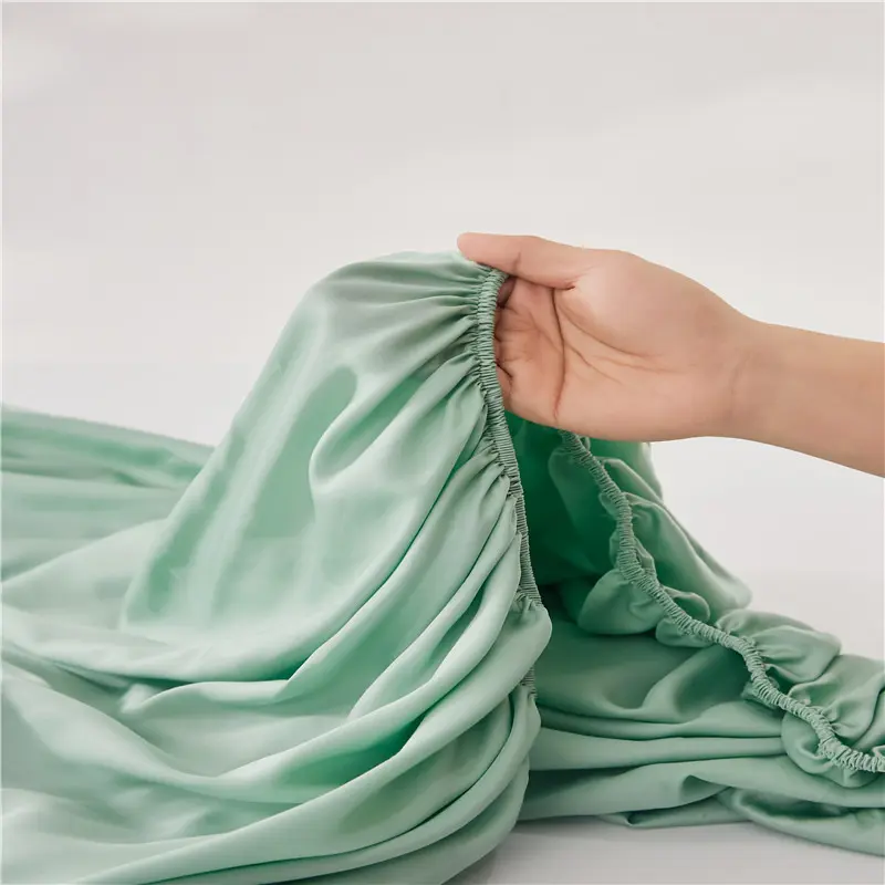 Luxury Natural Lyocell Fiber Smooth Tencel Fitted Sheet Solid Mattress Cover With All-around Elastic Rubber Band 1.5M Bed Sheet
