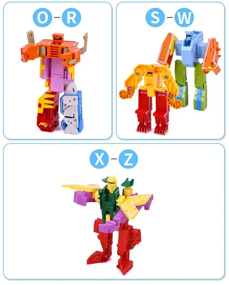 New Learning Toys 26 Letters Learnable Words Transformable  Combinable Robots Alphabet Toys For Kids Gifts Learn Play Robot Toy