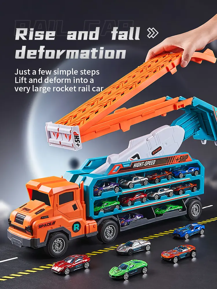 3D Rail Car - Over the Track, High Impact Flying Car - Transformed Inertial Car Puzzle Power Car Toy Set - Alloy Car Toy Set