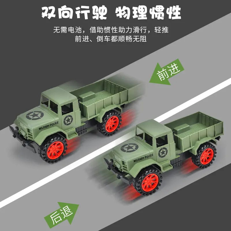 New Large Children's Inertia Military Truck Pickup Truck Big Truck Baby Car Model Toy Children's Birthday Present Puzzle Toys