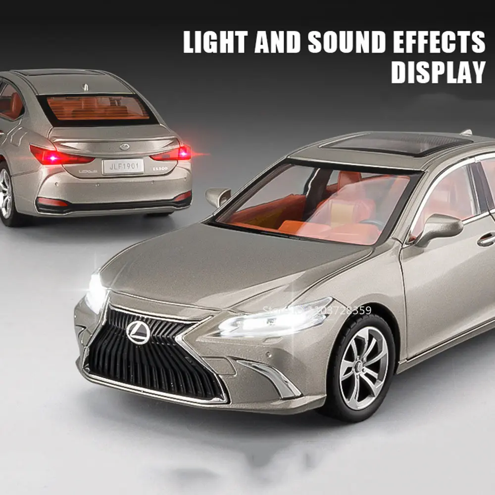 1:24 Scale ES300 LX570 Model Toy Cars Alloy Diecast Sound Light Doors Opened Pull Back Rubber Tires Vehicle Toys for Boys Gifts