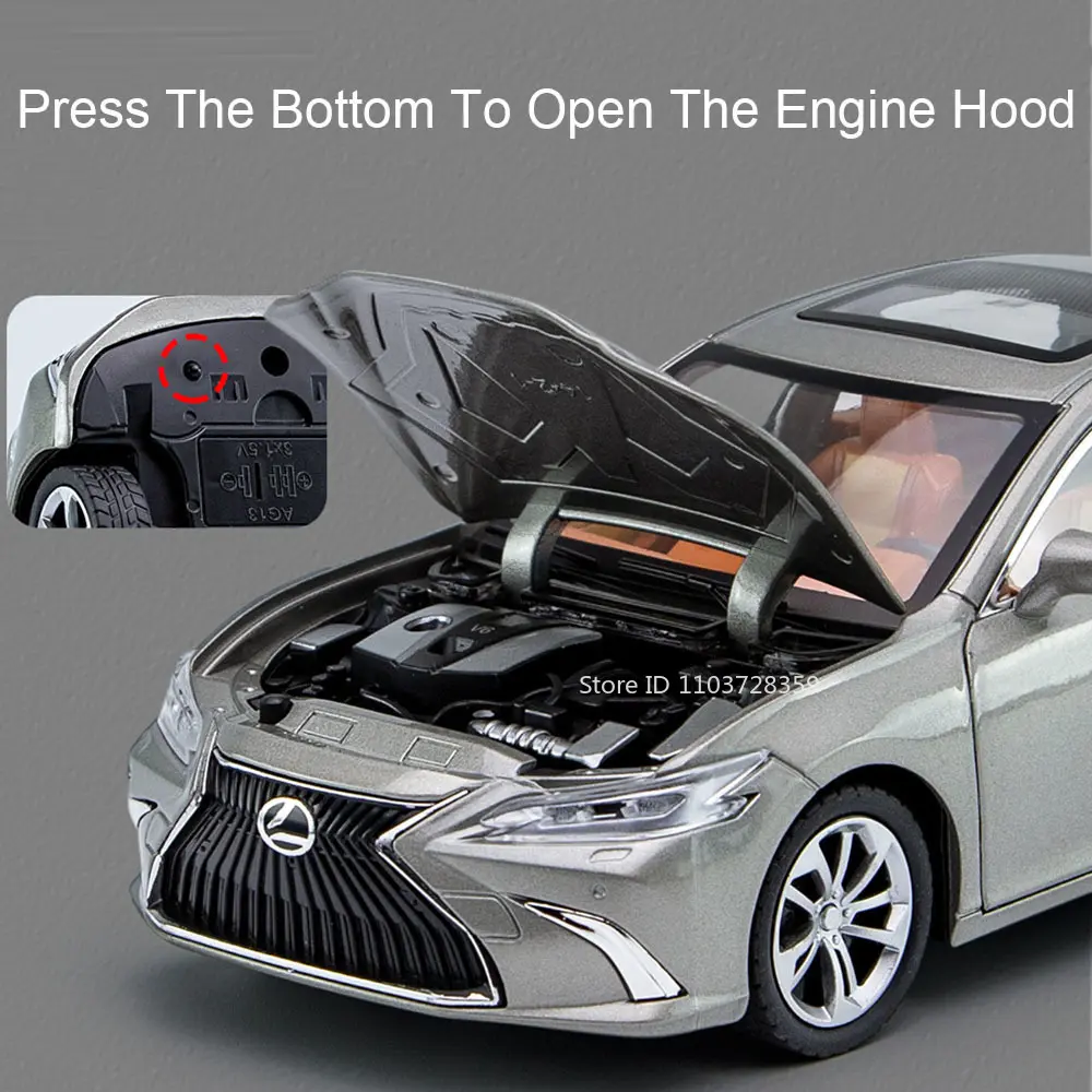 1:24 Scale ES300 LX570 Model Toy Cars Alloy Diecast Sound Light Doors Opened Pull Back Rubber Tires Vehicle Toys for Boys Gifts
