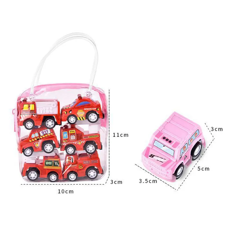 6pcs Car Model Toy Pull Back Car Toys Mobile Vehicle Fire Truck Taxi Model Kid Mini Cars Boy Toys Gift Diecasts Toy for Children