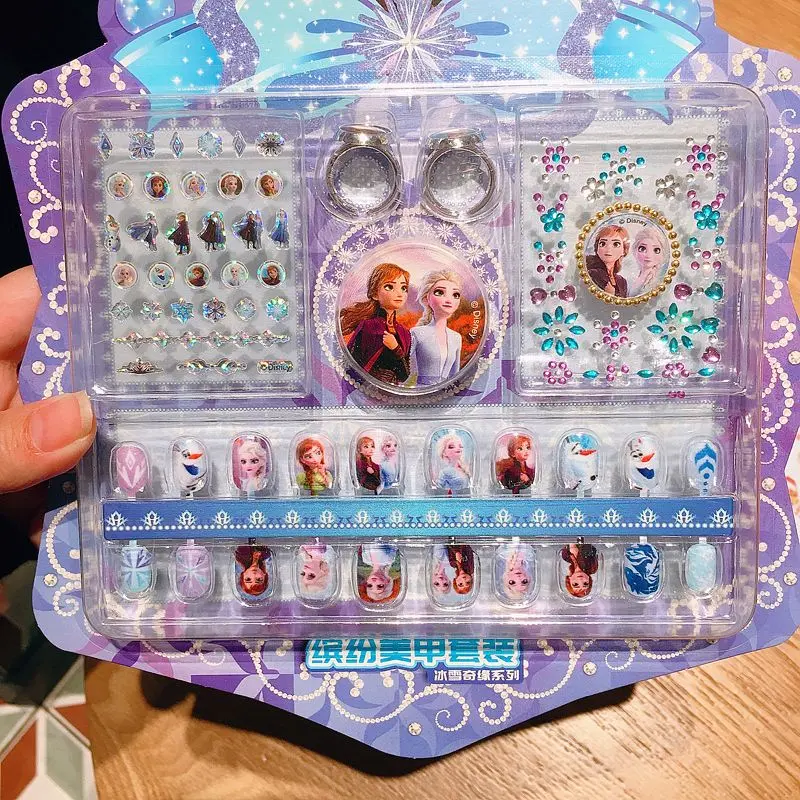 Disney Children's Nail Sticker Set Elsa Princess Dress Up Cute Kawaii Stickers Waterproof Nail Art Stickers Frozen Girl Gift Toy
