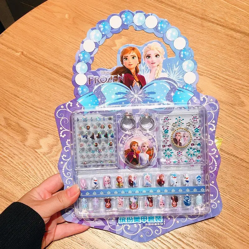 Disney Children's Nail Sticker Set Elsa Princess Dress Up Cute Kawaii Stickers Waterproof Nail Art Stickers Frozen Girl Gift Toy