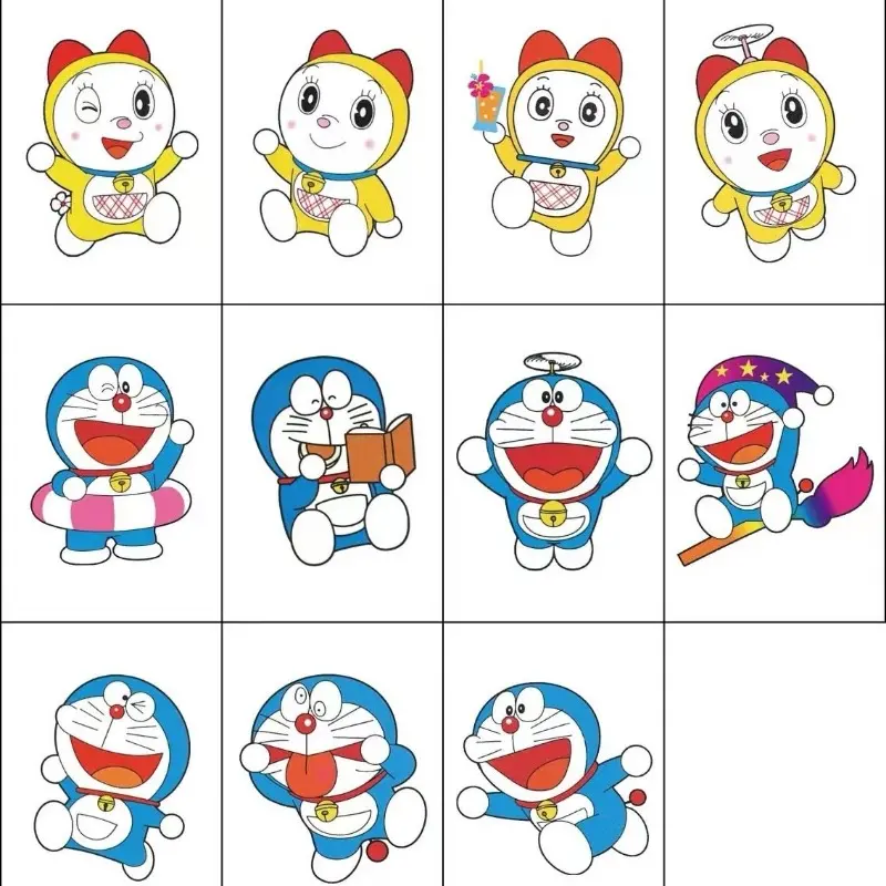 11Pcs Cartoon Doraemon Tattoo Stickers Cute Waterproof Arm Sleeve Tattoo Decoration Kids Anime Tattoo Sticker Toys Child Gifts