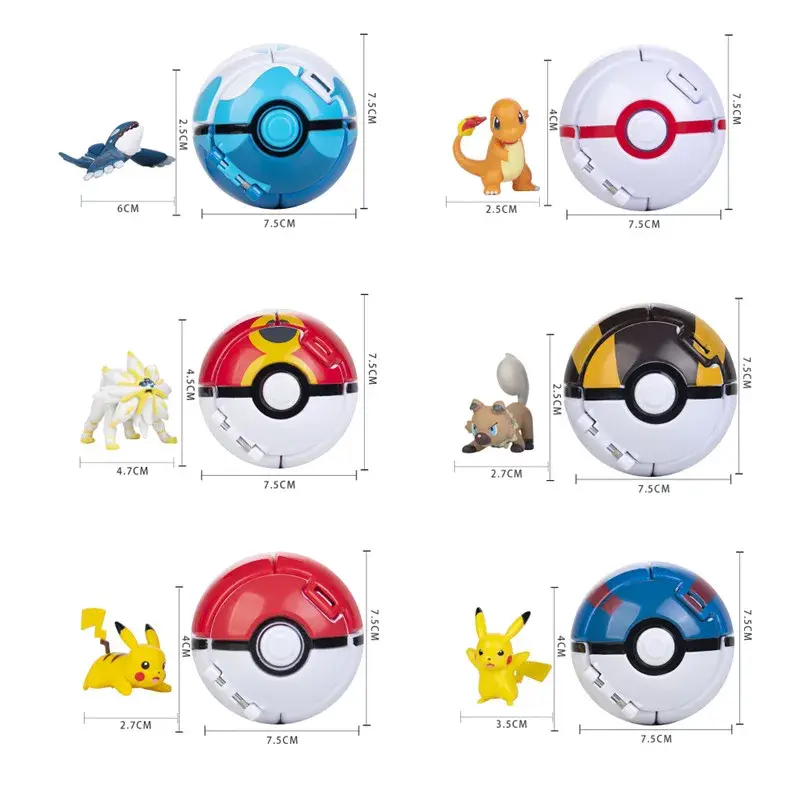 Pokemon Anime Elf Ball Pokeball Figure Cartoons Pikachu Charizard  Mewtwo Pocket Monster Pet  Action Anime Model Kid's Toy Gifts