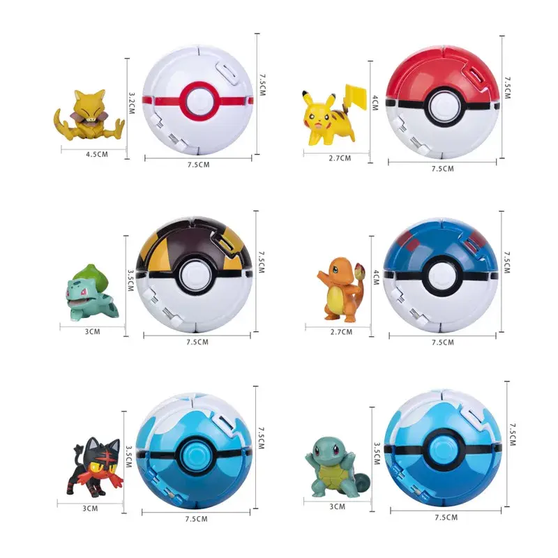 Pokemon Anime Elf Ball Pokeball Figure Cartoons Pikachu Charizard  Mewtwo Pocket Monster Pet  Action Anime Model Kid's Toy Gifts