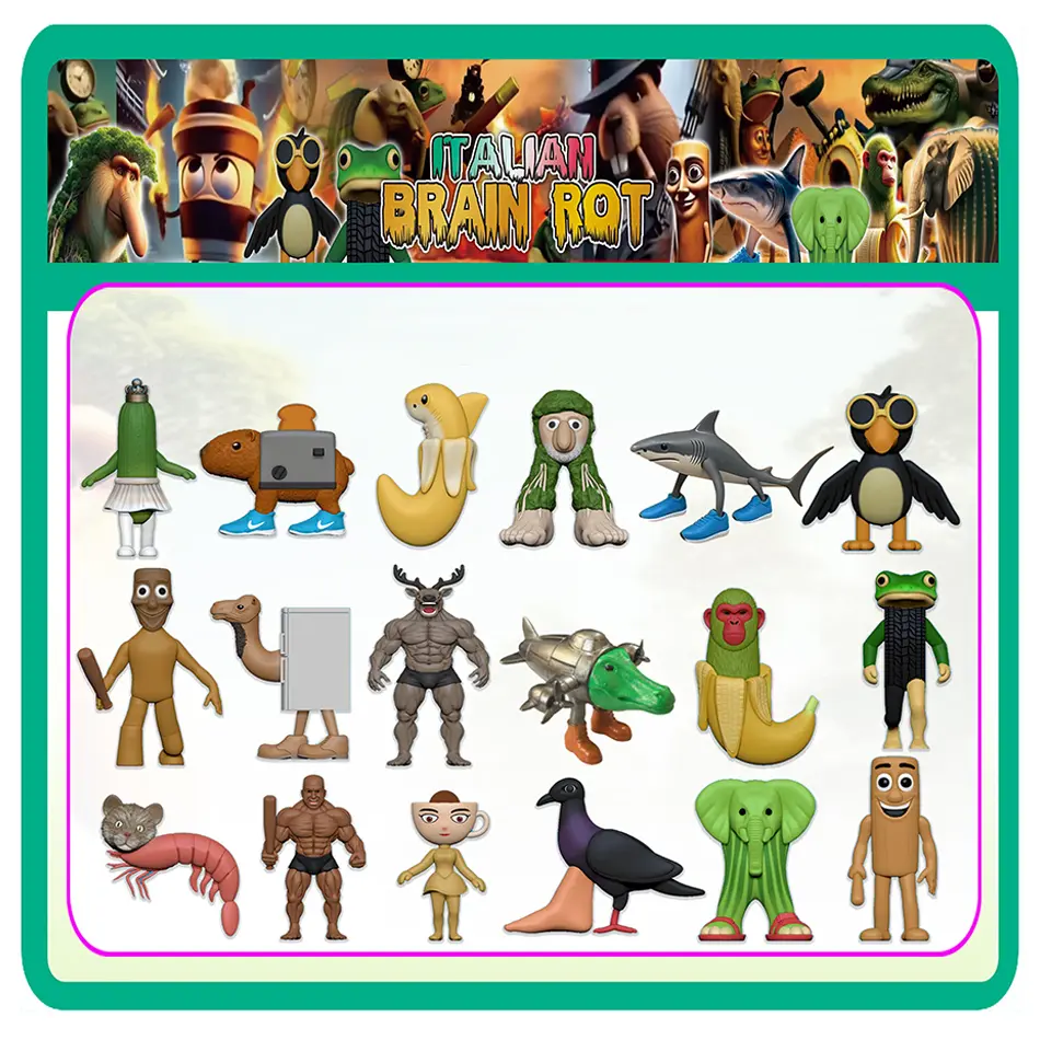 Italian Brainrot Tung Sahur Figure Toy Tralalero Tralala Figures Bombardino Crocodilo Shimpanzini Bananini Model Decor Doll Gift