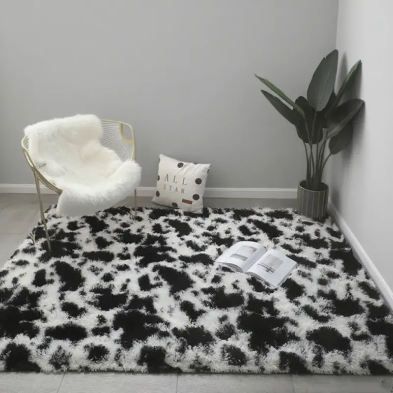 Super Soft Fluffy Gradient Living Room Carpet Tie Dyeing Floor Carpets Warm Comfortable Long Plush Rugs for Bedroom