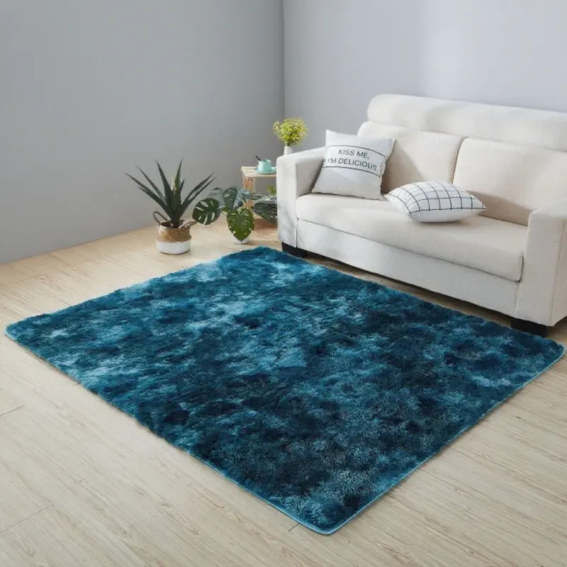 Super Soft Fluffy Gradient Living Room Carpet Tie Dyeing Floor Carpets Warm Comfortable Long Plush Rugs for Bedroom