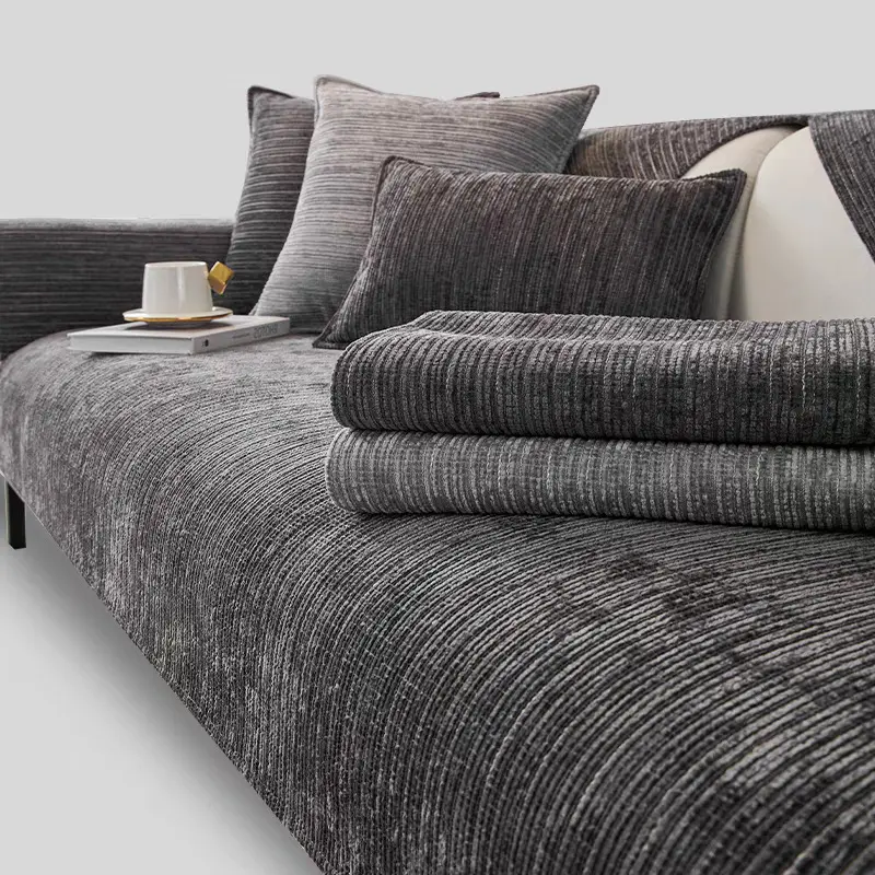 1pc Chenier sofa cushion universal in all seasons  modern simple non-slip solid color seat cushion sofa cover