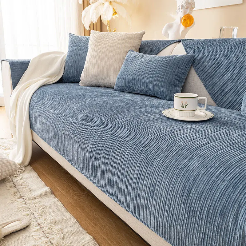 1pc Chenier sofa cushion universal in all seasons  modern simple non-slip solid color seat cushion sofa cover