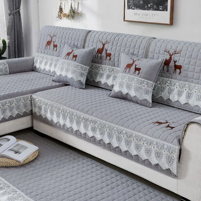 Embroidery sofa cushion universal non-slip cushion in all seasons living room summer sofa seat cushion non-slip and breathable