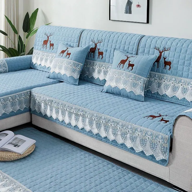 Embroidery sofa cushion universal non-slip cushion in all seasons living room summer sofa seat cushion non-slip and breathable