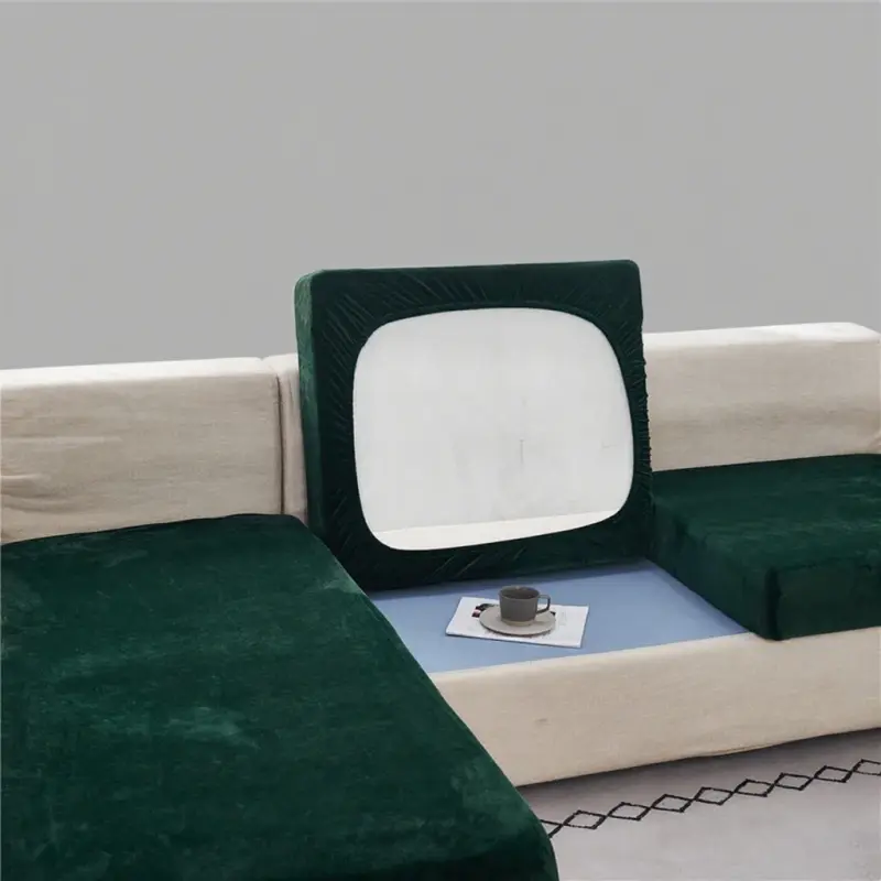 European Soft Plush Sofa Cushion Cover All-inclusive High Elastic  Coral Fleece Universal Slipcover 1/2/3 Seater Couch Covers