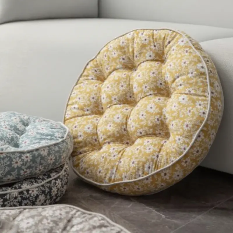 Futon Cushion Tatami Floor Mat 60x60cm Boho Round Cotton Linen Chair Cushion Thicken Soft Meditation Pillow Seat Cushion
