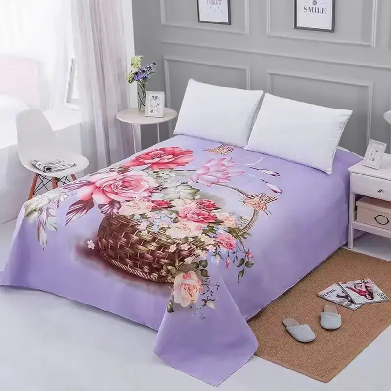 1pc Floral 3D Printing Sanding Soft Flat Sheet Big Large Size 245x245cm Wedding Bed Sheet Thicken Twin Bedsheet No Pillowcase
