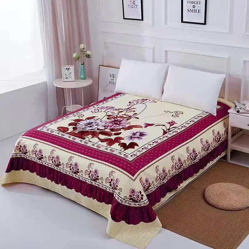 1pc Floral 3D Printing Sanding Soft Flat Sheet Big Large Size 245x245cm Wedding Bed Sheet Thicken Twin Bedsheet No Pillowcase