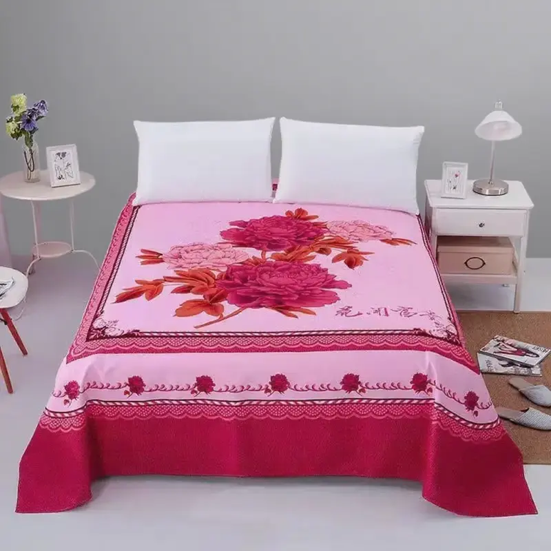 1pc Floral 3D Printing Sanding Soft Flat Sheet Big Large Size 245x245cm Wedding Bed Sheet Thicken Twin Bedsheet No Pillowcase