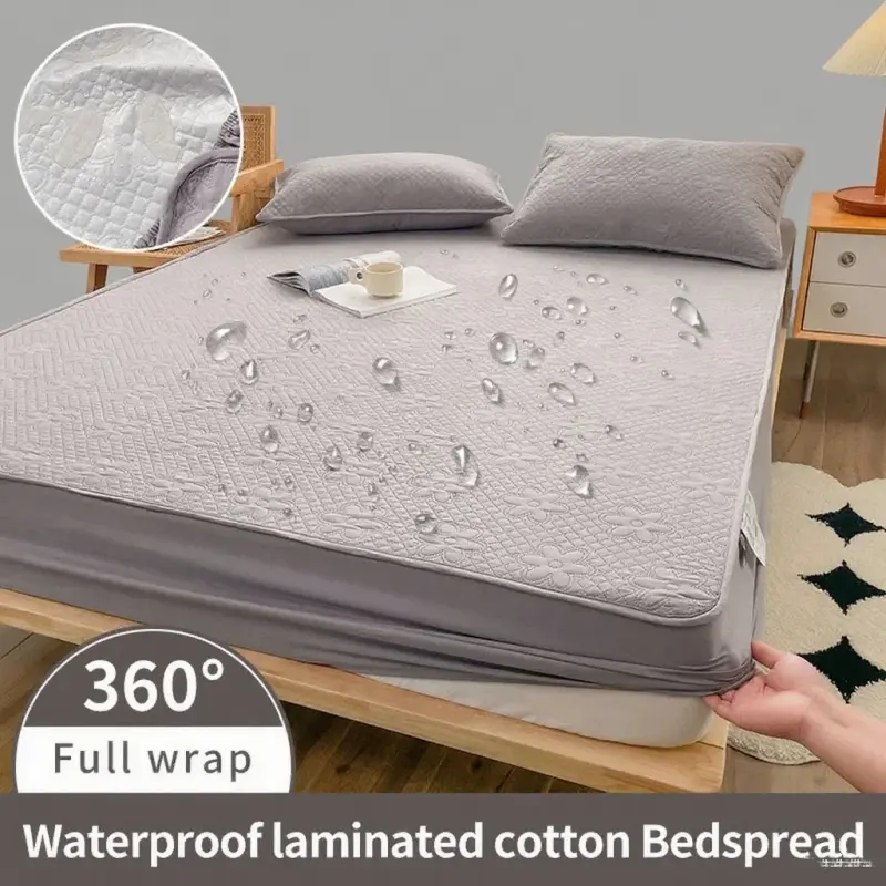 Anti-mites Anti-bacterial Waterproof Mattress Cover Single King Raw Cotton Quilted Bed Fitted Sheet Not Included Pillowcase
