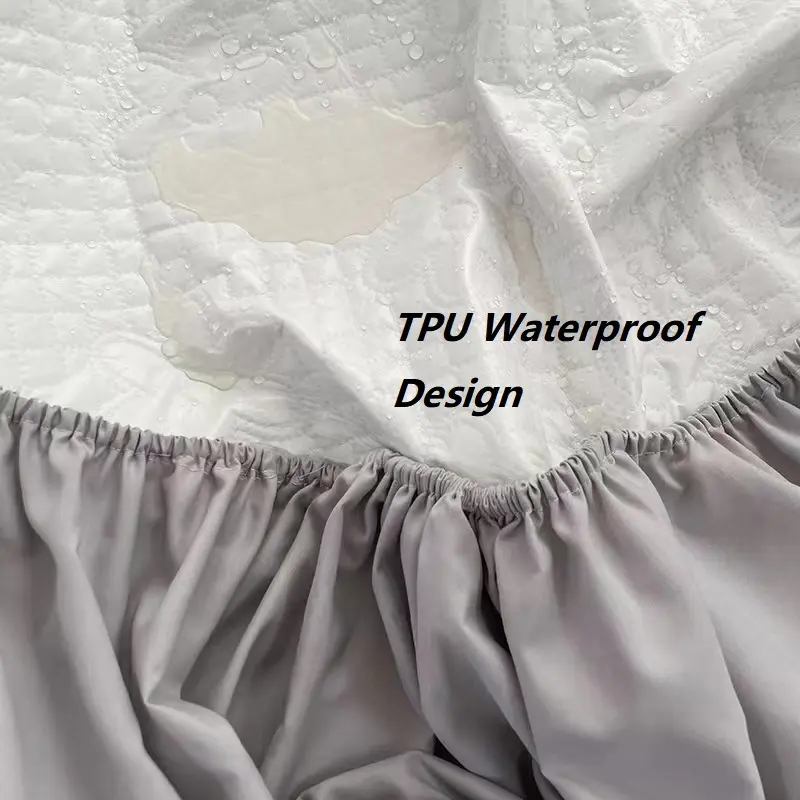 Anti-mites Anti-bacterial Waterproof Mattress Cover Single King Raw Cotton Quilted Bed Fitted Sheet Not Included Pillowcase