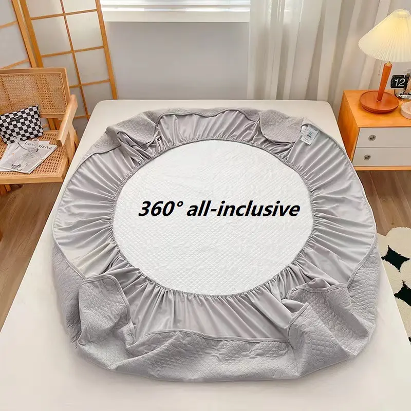 Anti-mites Anti-bacterial Waterproof Mattress Cover Single King Raw Cotton Quilted Bed Fitted Sheet Not Included Pillowcase