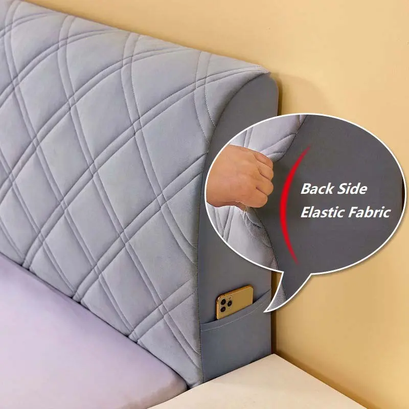 Velvet Quilted Headboard Cover Solid Color Queen Twin Flannel All-inclusive Bed Head Cover Bedroom Bed Head Dust-proof Cover