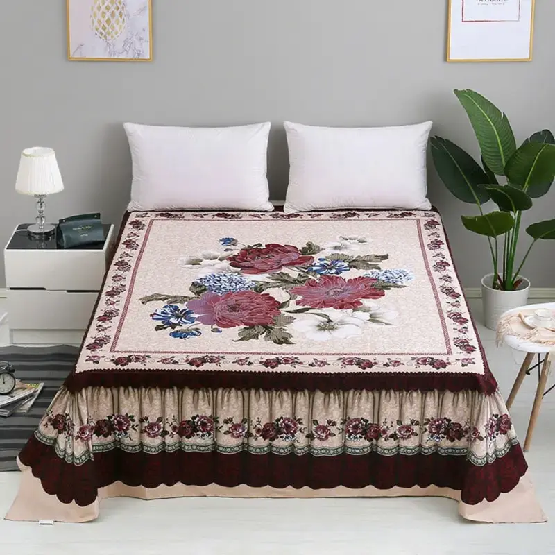 Thicken Brushed Flat Sheet Soft Sanding King Size Bed Sheet  Red Wedding Bed Sheet 245x245cm No Pillowcase