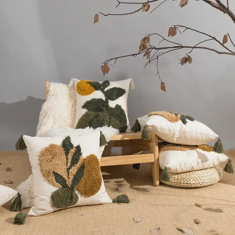 Nordic Bohemian Tassel Pillowcase Embroidery Seat Cushion Cover For Living Room Bedside Pillow Case 45x45cm