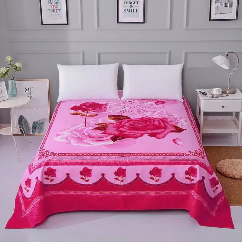 Thicken Brushed Flat Sheet Soft Sanding King Size Bed Sheet  Red Wedding Bed Sheet 245x245cm No Pillowcase