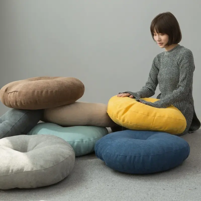 Cotton Linen Round Seat Cushion Home Floor Tatami Mat Balcony Bay Window Cushion Pillow Decor Home